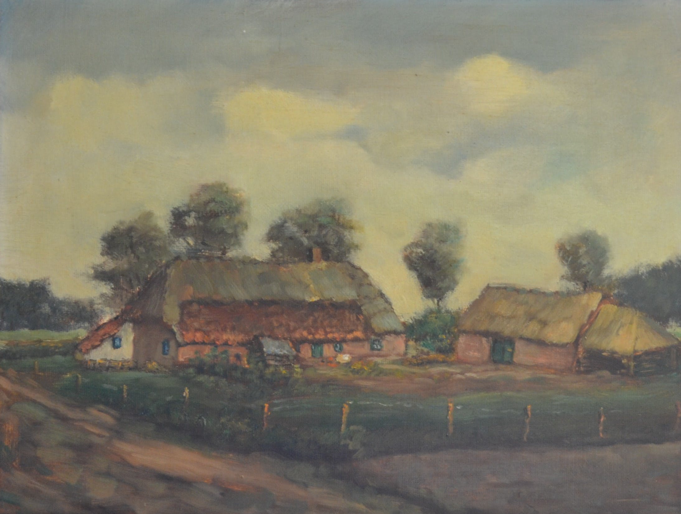 Niet of onleesbaar gesigneerd - Hollandse school (20ste eeuw) - Boerenhoeve kopen? Bied vanaf 1!