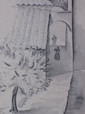 Lode Sengers - San Gimignano straatbeeld - Tekening kopen? Bied vanaf 150!