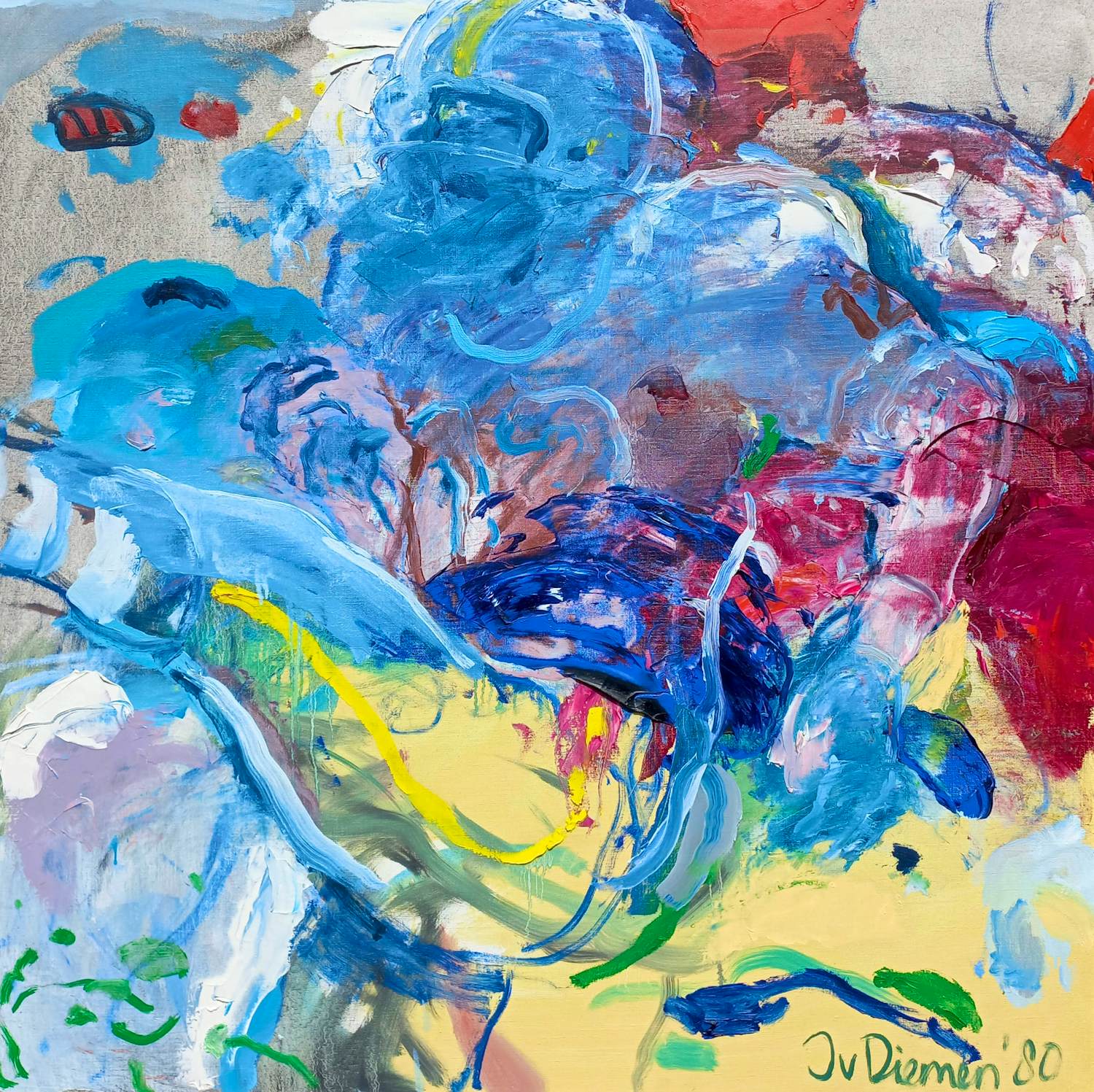 Jan van Diemen - American Football, olieverf op doek (ingelijst, groot) kopen? Bied vanaf 425!