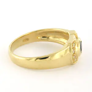 18k geel gouden ring met saffier en briljant geslepen diamanten tot. 0.08ct kopen? Bied vanaf 410!