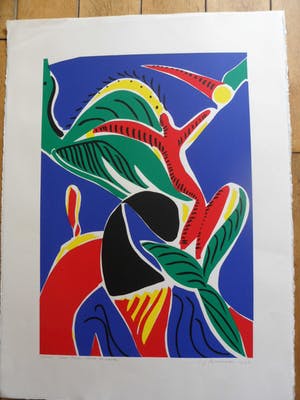 Yolande Brouwers - Zeefdruk. Titel, "Dans tussen hemel en aarde". kopen? Bied vanaf 30!