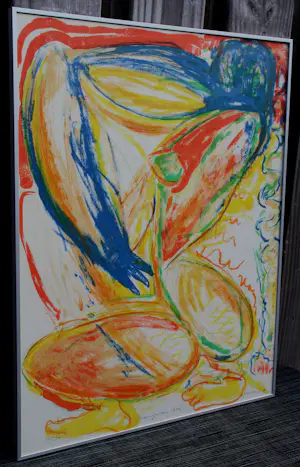 Paul de Lussanet - Ingelijste zeefdruk: 'Hommage aan Cobra' - 1989 kopen? Bied vanaf 85!