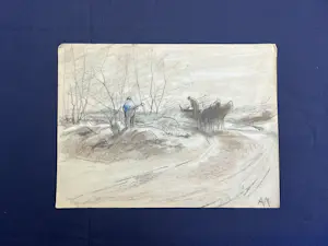 Anton Mauve (sr.) - Heidelandschap met twee houtsprokkelaars en een paardenkar op een pad kopen? Bied vanaf 240!