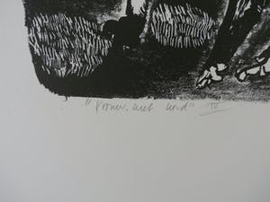 Henri de Haas - litho: vrouw met hond - 1967 kopen? Bied vanaf 35!