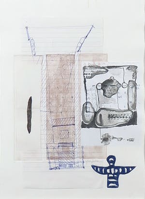Sylvie Jonkers - Collage en pen, Zonder titel - Ingelijst kopen? Bied vanaf 1!