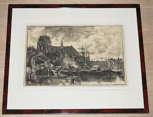 Jacob Maris - ingelijste litho Dordrecht - extra: een ingelijst stadsgezicht kaufen? Bieten Sie von 85!