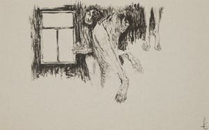 Melle Oldeboerrigter - Inkttekening op geschept papier, Venster kopen? Bied vanaf 100!