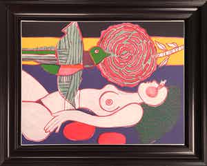 Corneille - Litho: 'La Femme Rose' a la Plage' - ingelijst verkocht voor € 465!