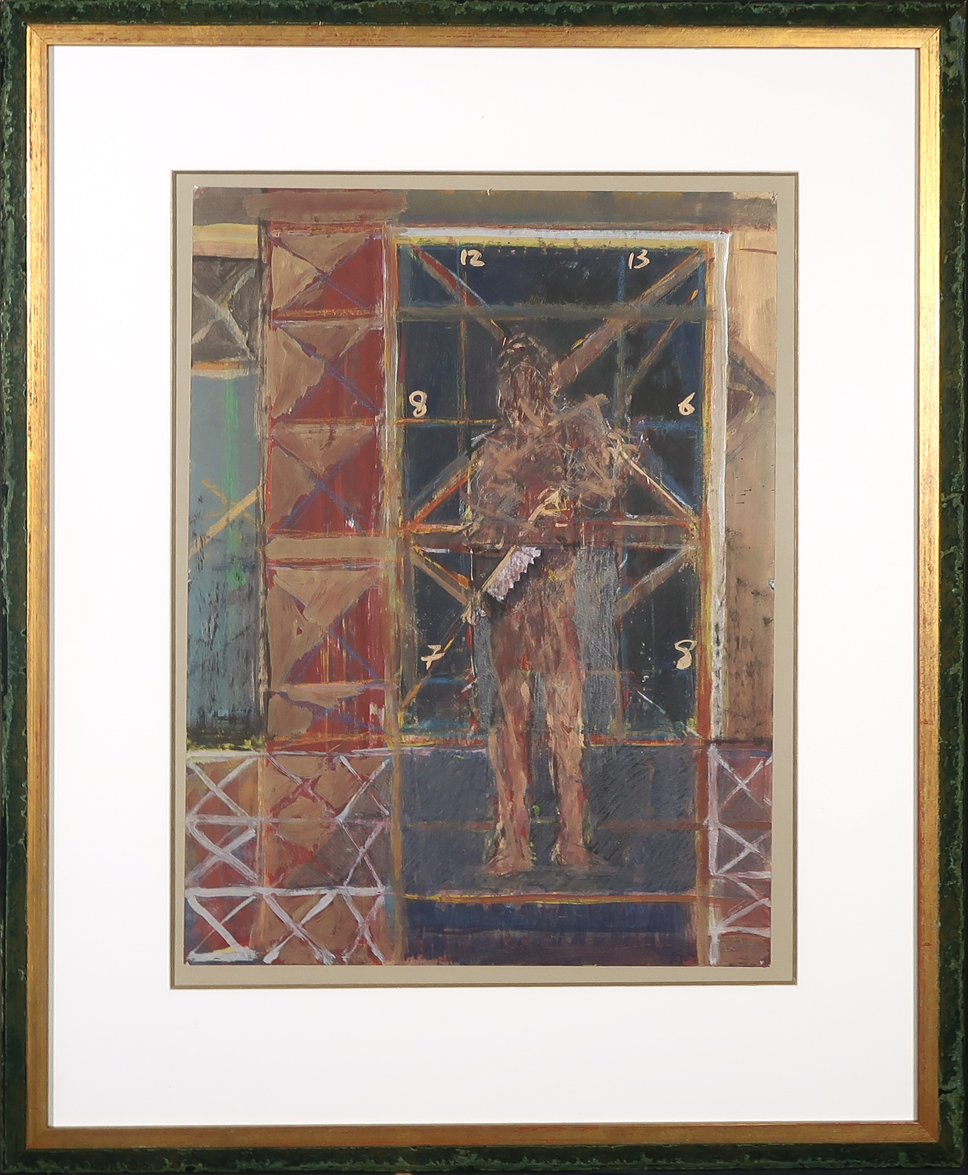 Bert van Zelm - Gemengde techniek op papier, De Timmerman - Ingelijst verkocht voor € 1!