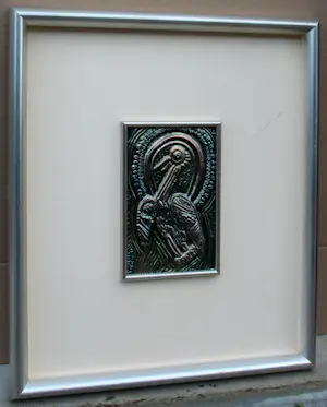 Corneille - Gepolychromeerde reliëf, in zilver: Staande vogel kopen? Bied vanaf 339!