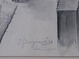 Lode Sengers - San Gimignano straatbeeld - Tekening kopen? Bied vanaf 150!