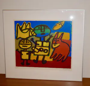 Corneille - Zeefdruk - Vogel en kat bij maanlicht - Ingelijst - Nr. 186 kopen? Bied vanaf 225!