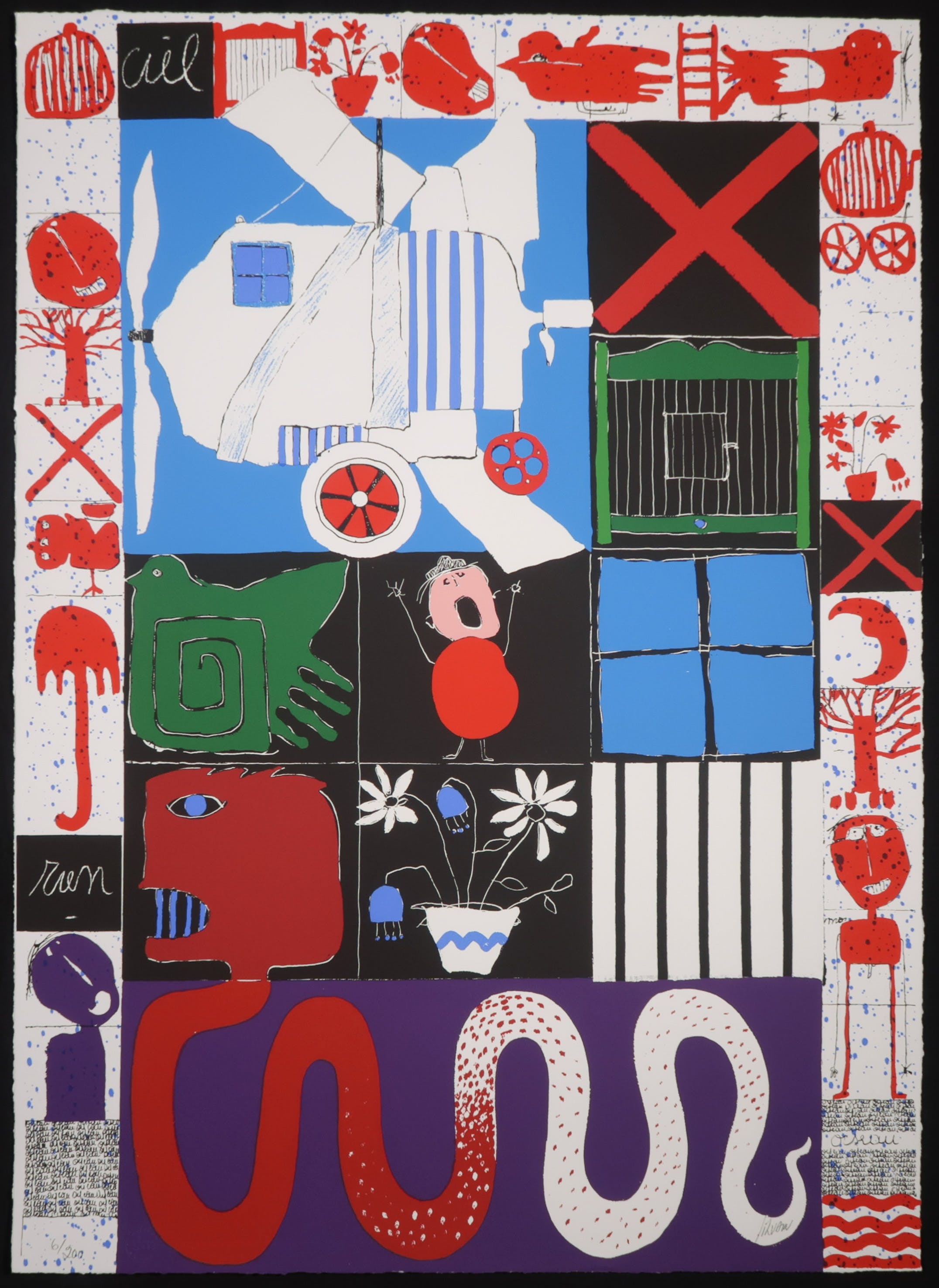 Christian Silvain - Zeefdruk, L'Oiseau cage kopen? Bied vanaf 60!