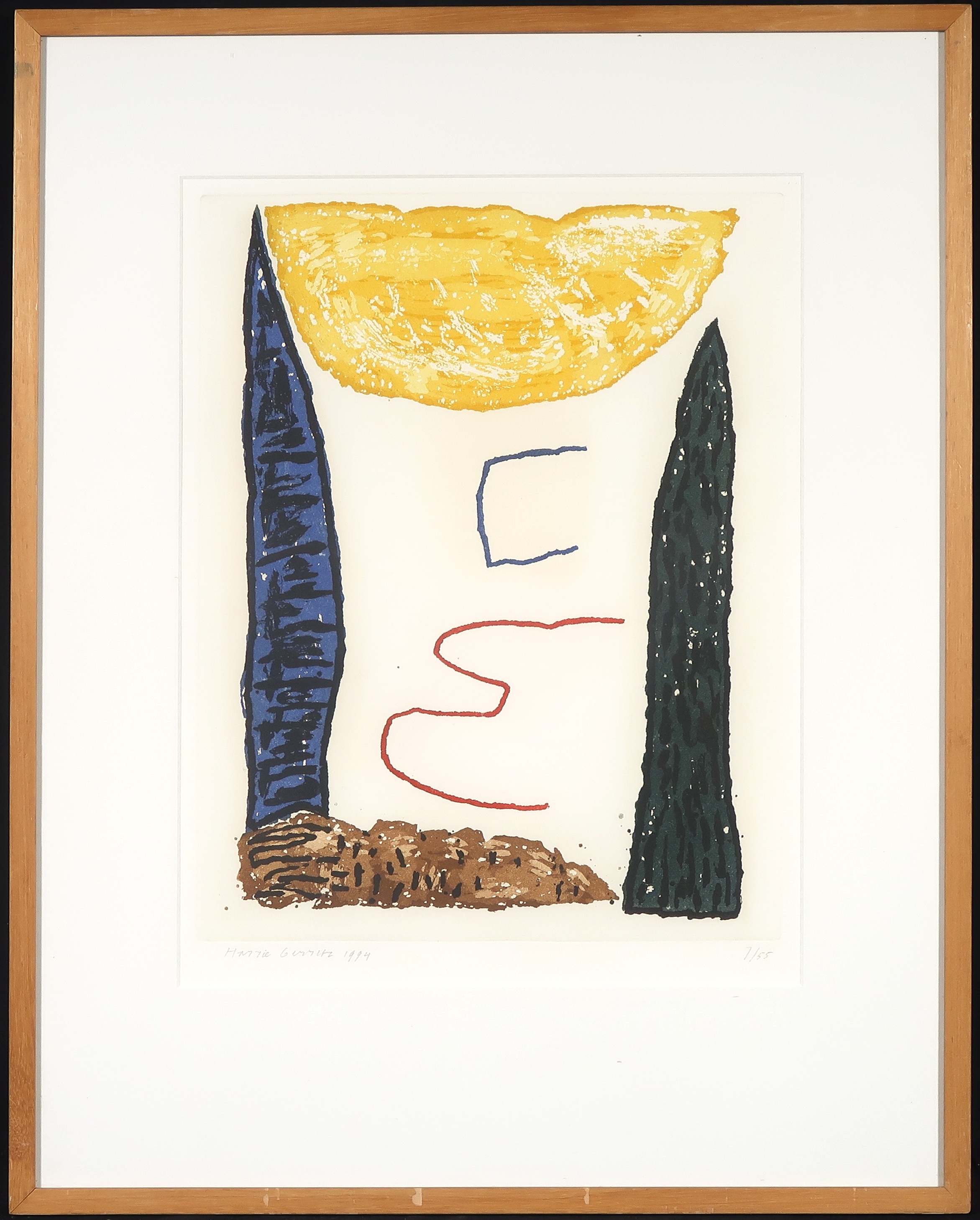 Harrie Gerritz - Aquatint, Z.T. (geel) - Ingelijst kopen? Bied vanaf 35!