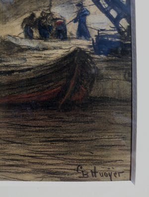 Gijsbert Hooyer - Stadskade, tekening/aquarel (mooi ingelijst) kopen? Bied vanaf 95!