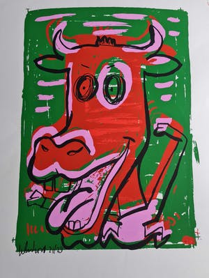 Peter Klashorst - zeefdruk cow - gesigneerd kopen? Bied vanaf 35!