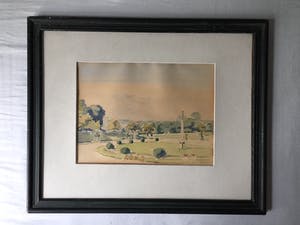 Bob Buys - Mediterraans park - Aquarel, Ingelijst kopen? Bied vanaf 120!