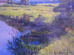 Gertrude Hutjens Koene - Heuvellandschap met beek. kopen? Bied vanaf 49!