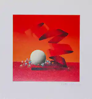 Kurt Larisch - Handgesigneerde zeefdruk: Surrealistische Compositie | GRATIS VERZENDING kaufen? Bieten Sie von 30!