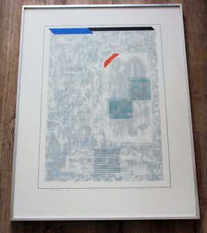 Piet Zegveld - zeefdruk: geometrische voorstelling - 1987 verkocht voor € 35!