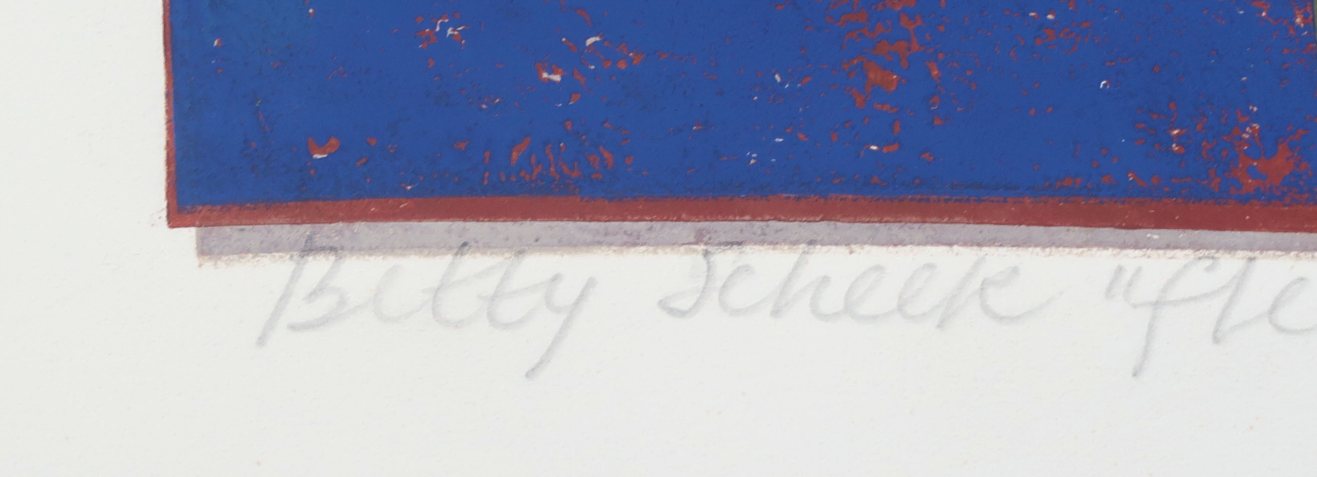 Betty Scheer - Linosnede, Flessen op gele tafel met vis kopen? Bied vanaf 35!