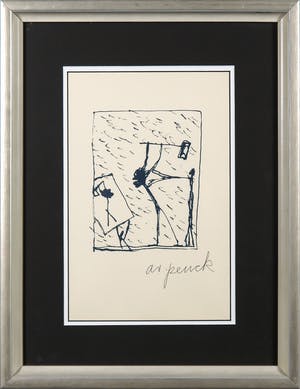 A.R. Penck - Zeldzame handgesigneerde litho, Zonder titel - Ingelijst kopen? Bied vanaf 1!