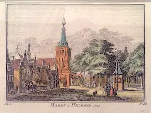Hendrik Spilman - Markt te Helmond - Gravure Handgekleurd kopen? Bied vanaf 35!