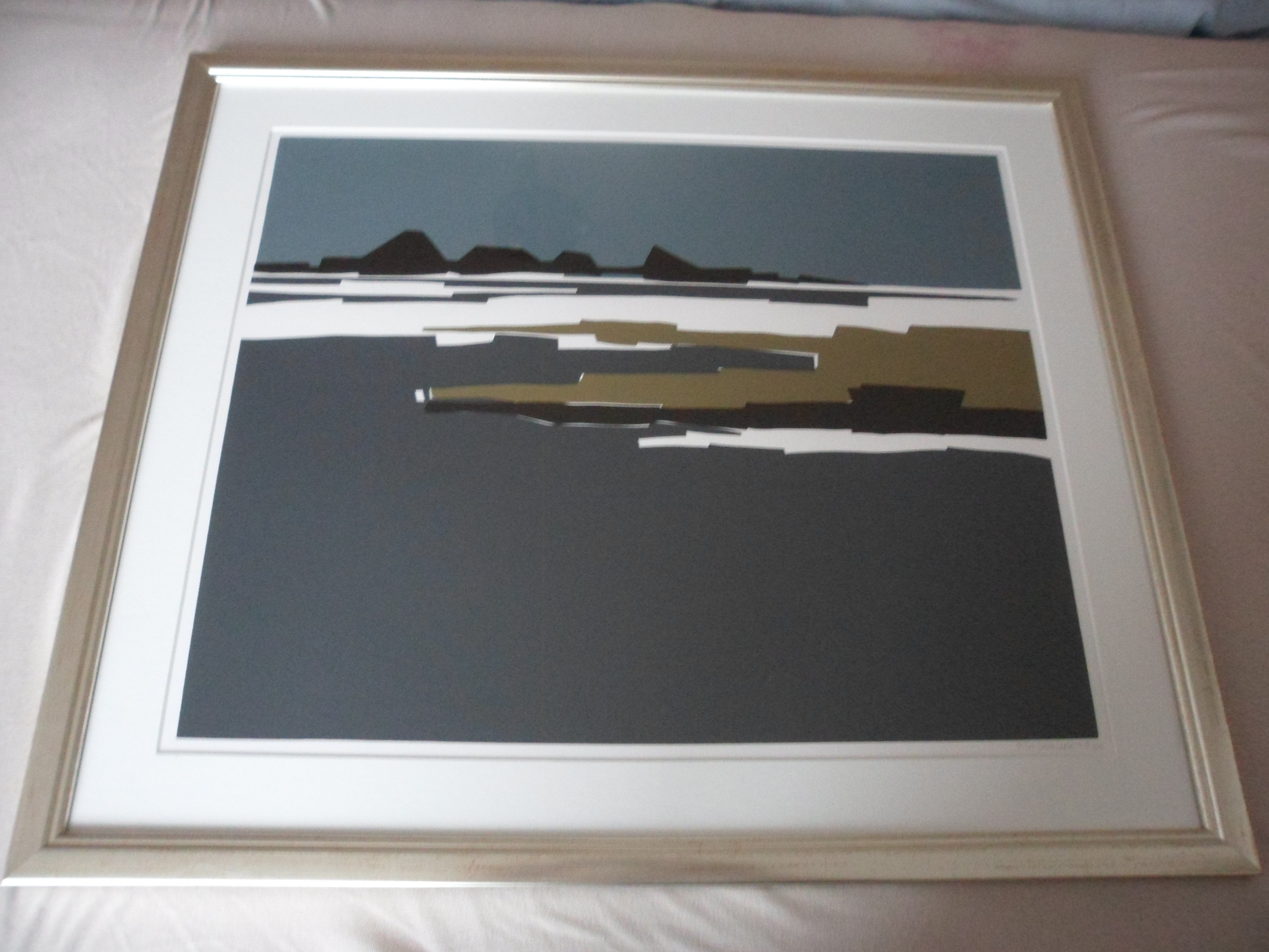 Bob Immink - Zeefdruk. Titel. "Varkensland bij watergang" verkocht voor € 40!