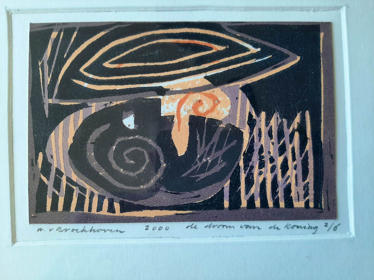 Wim van Broekhoven - Zeefdruk, Titel, De droom van de koning. kopen? Bied vanaf 30!
