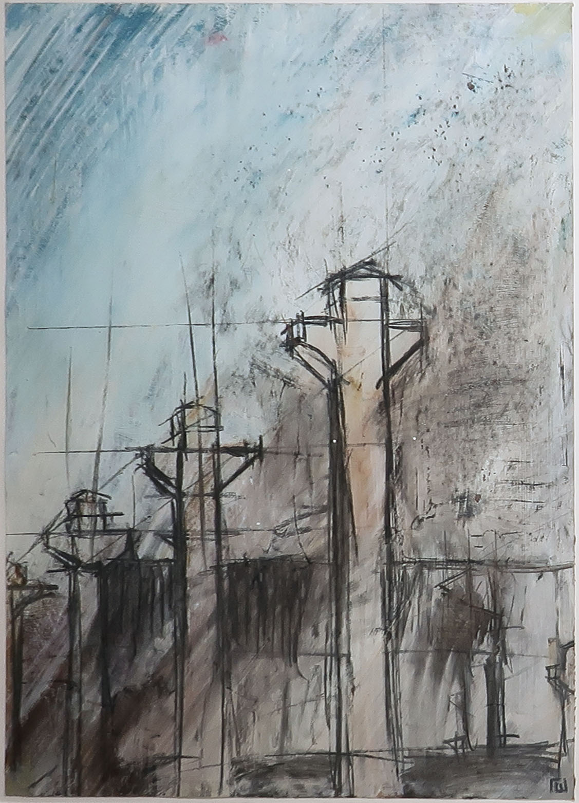 Niet of onleesbaar gesigneerd - Acryl op karton, Torens - Ingelijst (Zeer groot) kopen? Bied vanaf 1!