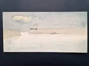 Mart Kempers - verstilde Aquarel - Megavissy Cornwall - gesigneerd - 1984 - met opdracht verkauft für € 48!