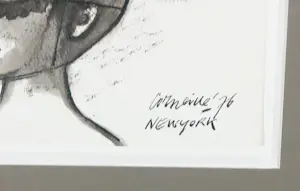 Corneille - Inkttekening, New York / Struisvogel - Ingelijst kopen? Bied vanaf 1400!