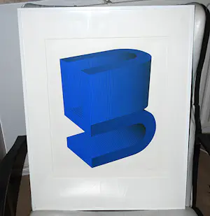 Yvonne Kracht - abstracte vormen in blauw - 1972 - zuurvrij ingelijst kopen? Bied vanaf 125!