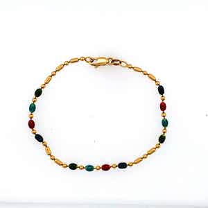 18K Goud - gouden armband met geemailleerde gouden kralen, 5,15gr verkocht voor € 210!