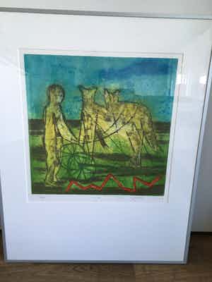 Hans Heijman - Handgesigneerde kleurenets ‘ Ploeger ‘. verkocht voor € 50!