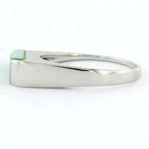 14k witgouden ring bezet met chrysopraas - ringmaat 17,5(55) kopen? Bied vanaf 150!