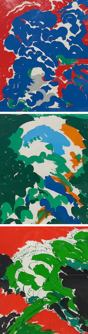 Maurice Wyckaert - Lyrisch abstract drieluik, 3x litho (mooi ingelijst, groot) verkauft für € 845!