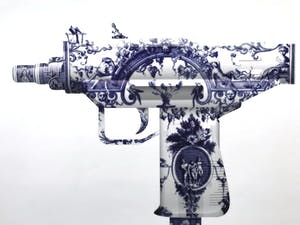 Magnus Gjoen - Delft Blue series: UZI ; Giclee print kopen? Bied vanaf 295!