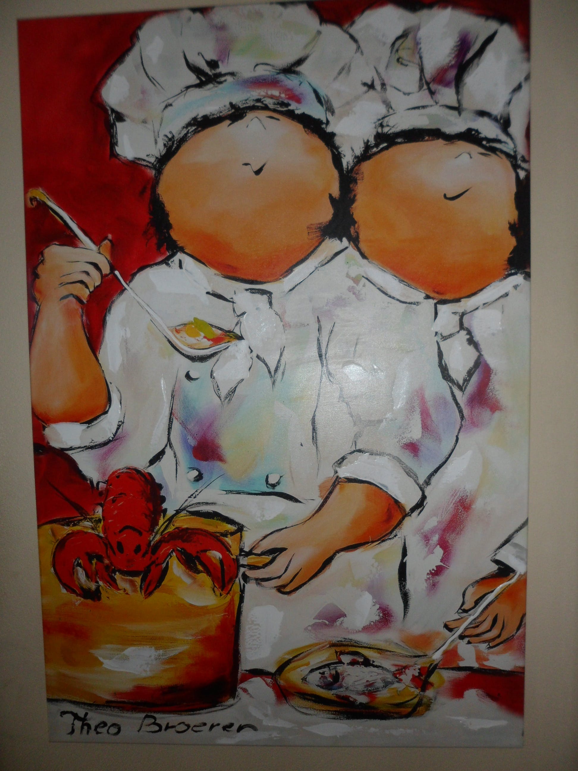 Theo Broeren - Giclée met Acry verf, Titel: Les deux chefs (de twee leiders) kopen? Bied vanaf 80!