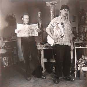 Karel Appel - Henny Riemens foto Karel Appel en Theo Wolvecamp COBRA 1949-51 verkocht voor € 50!