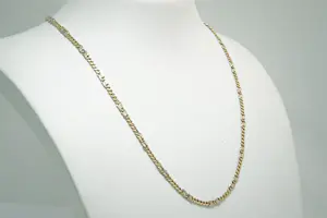 47- Zo goed als nieuw relatief lang 14 karaat gouden bicolor gourmette collier kopen? Bied vanaf 560!