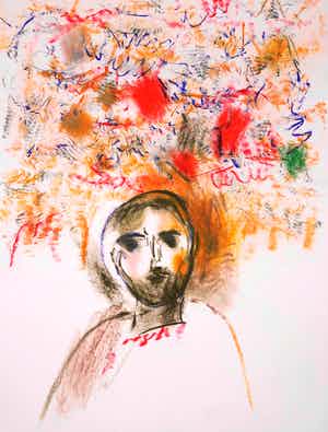 Jef Diederen - Krijttekening, Figuur verkocht voor € 160!