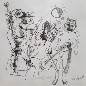 Hans Truijen - Butterfly-music, tekening (netjes ingelijst) kopen? Bied vanaf 295!