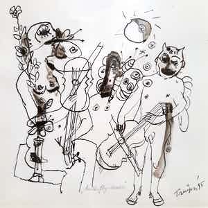 Hans Truijen - Butterfly-music, tekening (netjes ingelijst) verkocht voor € 295!