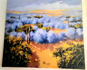 Günter Georg Burr - Ölgemälde Landschaft Lavendelfeld 80er Jahre kopen? Bied vanaf 520!