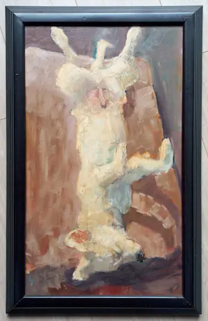 Pieter Pander - Slapende hond, olieverf op hardboard (ingelijst) kopen? Bied vanaf 1000!