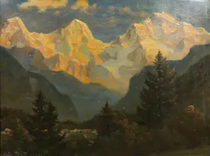 Andreas Roth - Olieverf op paneel, Berglandschap - Ingelijst kopen? Bied vanaf 100!