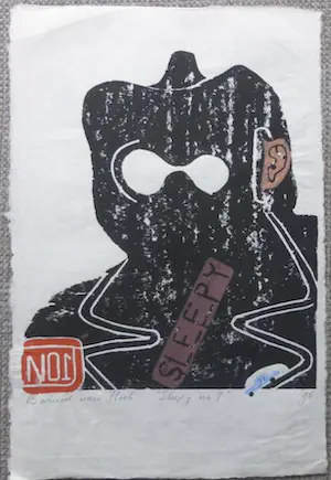 Barend van Hoek - Sleepy No1 - linoprint / woodcut in kleur op Japans rijstpapier kopen? Bied vanaf 60!