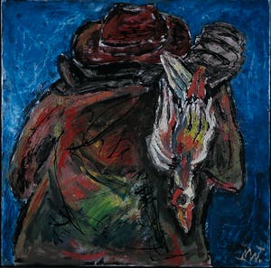 Martin van Wordragen - Olieverf op doek, Stroper met buit - Ingelijst (Groot) kopen? Bied vanaf 250!