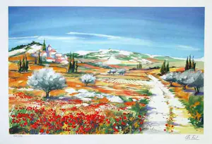 Olivier Zlatku - e.a: vier lithografieën: Landschappen I, II, Strand, Monaco kopen? Bied vanaf 25!